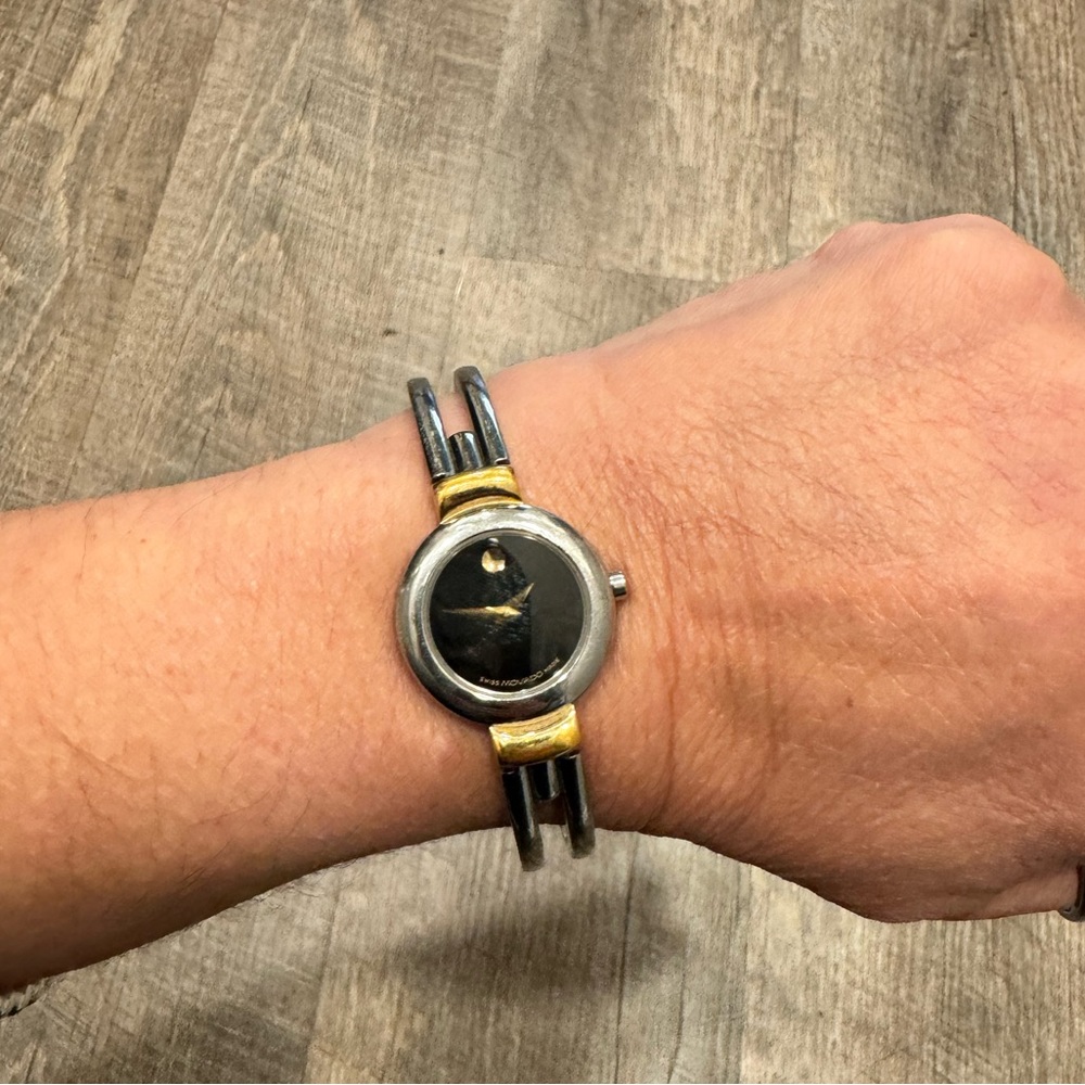 Movado Harmony two tone bangle watch.
